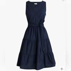 J.CREW Faux Wrap Sleeveless Tiered Mini Dress - Navy Size 2 NWT